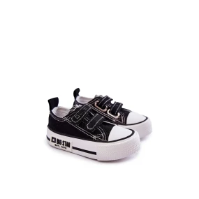 Dětské látkové tenisky se suchým zipem BIG STAR KK374074 Černý a bílý