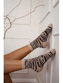 Dámské bavlněné ponožky Zebra – béžové