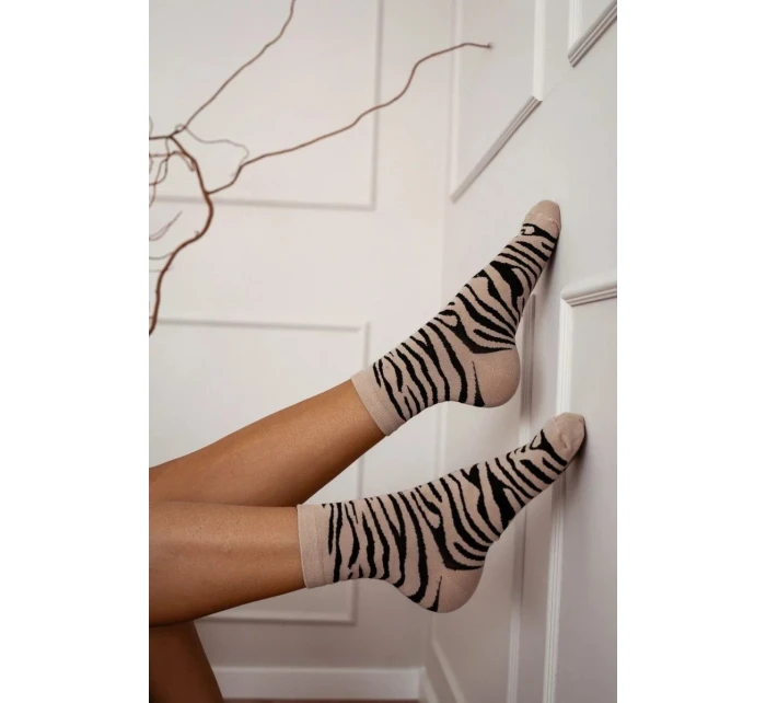 Dámské bavlněné ponožky Zebra – béžové