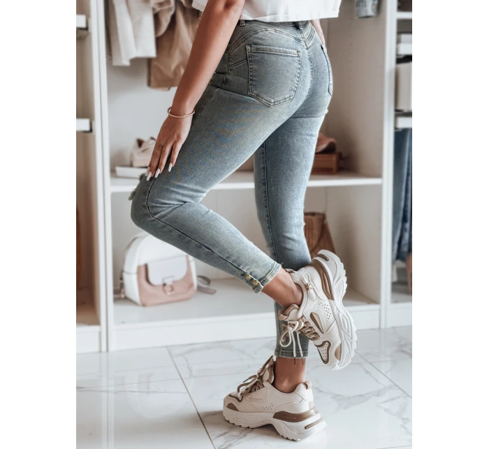 Dámské úzké džínové kalhoty s páskem modré model 21985353 - Dstreet