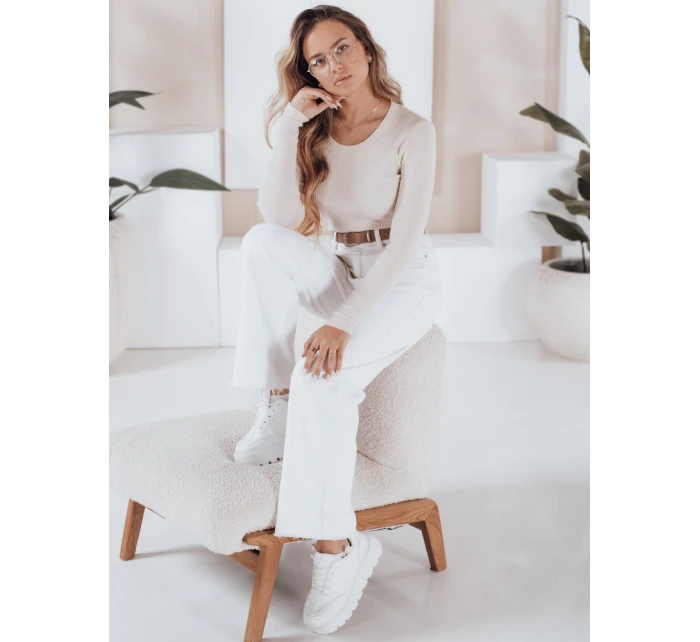 Dámský žebrovaný svetr NOLVIE ecru FashionStreet MY2495