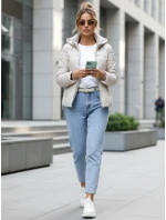 Dámská prošívaná bunda s kapucí světle šedá FashionStreet TY5584