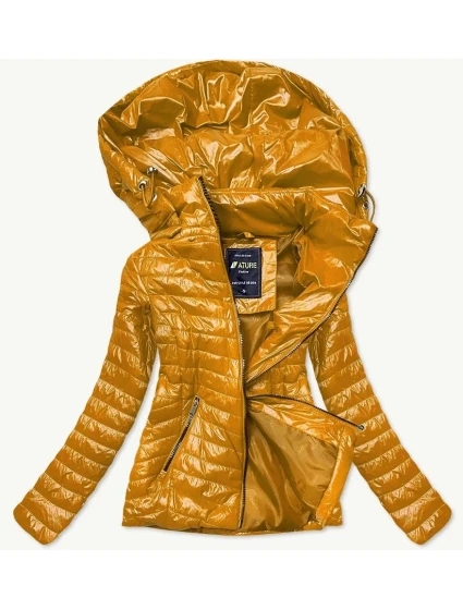Lesklá dámská bunda v hořčicové barvě model 15414631 - ATURE Lesklá dámská bunda v hořčicové barvě model 15414631 - ATURE
