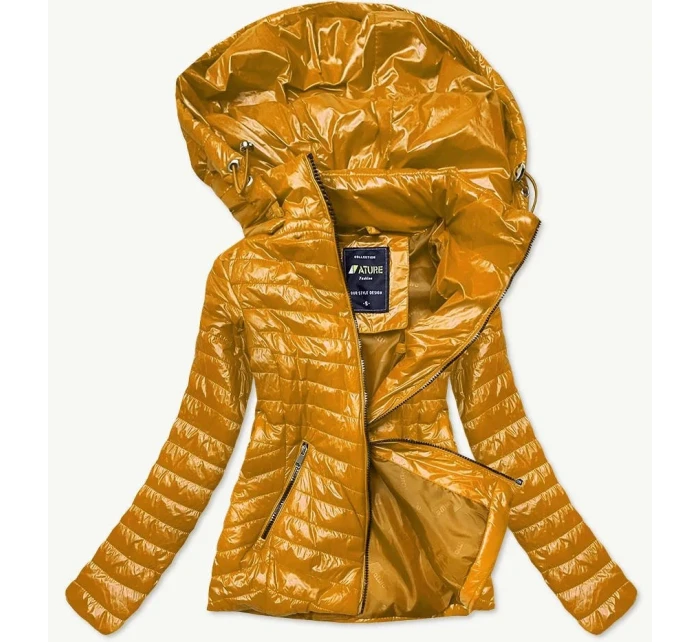 Lesklá dámská bunda v hořčicové barvě model 15414631 - ATURE Lesklá dámská bunda v hořčicové barvě model 15414631 - ATURE