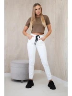 Džínové kalhoty s žebrovaným lemem bílý