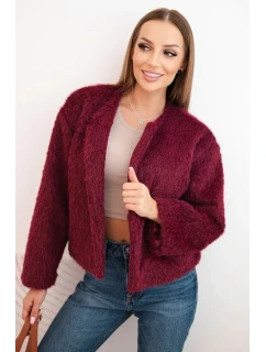 Dámská bunda bez zapínání model 21345073 bordová - K-Fashion