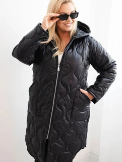 Dámská zimní bunda Plus Size prošívaná s kapucí červená