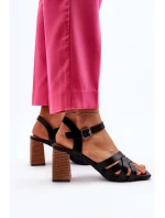 Dámské sandály na podpatku černé model 21650694 - Boto