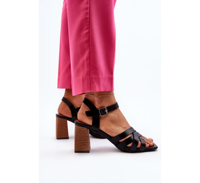 Dámské sandály na podpatku černé model 21650694 - Boto