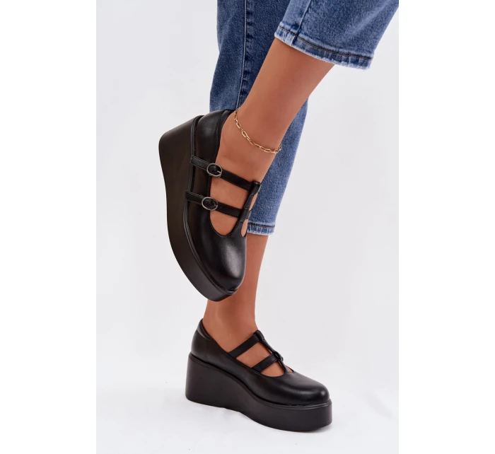 Dámské polobotky na platformě s pásky Černé Jesivelle