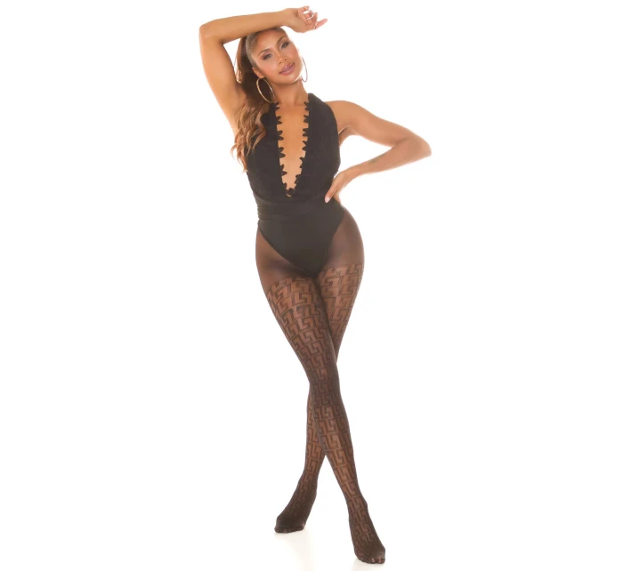 Punčochové kalhoty s geometrickým vzorem SH5015 - InStylefashion