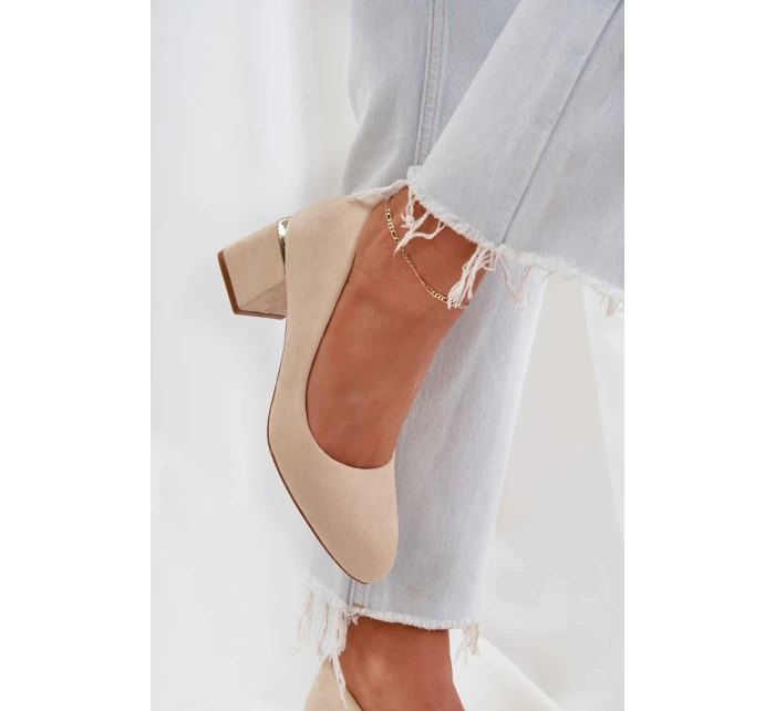 Lodičky na sloupku M380 béžové - Step in style