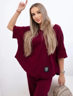 Bavlněný komplet halenka a kalhoty model 21770358 bordó - Kesi