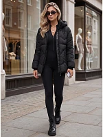 Kurtka damska zimowa pikowana z kapturem czarna FashionStreet TY5751 Kurtka damska zimowa pikowana z kapturem czarna FashionStreet TY5751