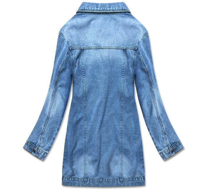 Světle modrá dlouhá džínová bunda (POP7021-LK)