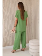 Komplet s náhrdelníkem halenka + kalhoty oliva Komplet s náhrdelníkem halenka + kalhoty oliva