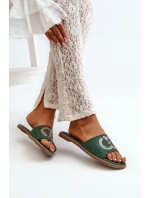 Dámské Ploché Žabky S Cekulemi S.Barski KV27-052 Zelené