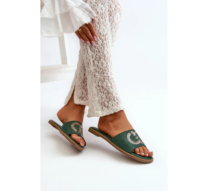 Dámské Ploché Žabky S Cekulemi S.Barski KV27-052 Zelené