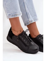 Kožené dámské polobotky na platformě model 21707635 Černé - VINCEZA