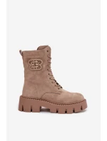 Zateplené workery dámské s ozdobou béžové model 21708928 - Boto