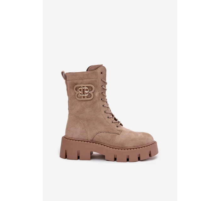 Zateplené workery dámské s ozdobou béžové model 21708928 - Boto