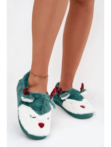 Vánoční dámské pantofle s motivem kožené zelené model 21772577 - Boto
