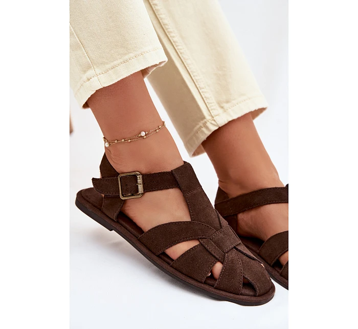 Dámské Sandály Ploché z Semiše Big Star Čokoládové model 22064182 - Big Star Shoes Dámské Sandály Ploché z Semiše Big Star Čokoládové model 22064182 - Big Star Shoes