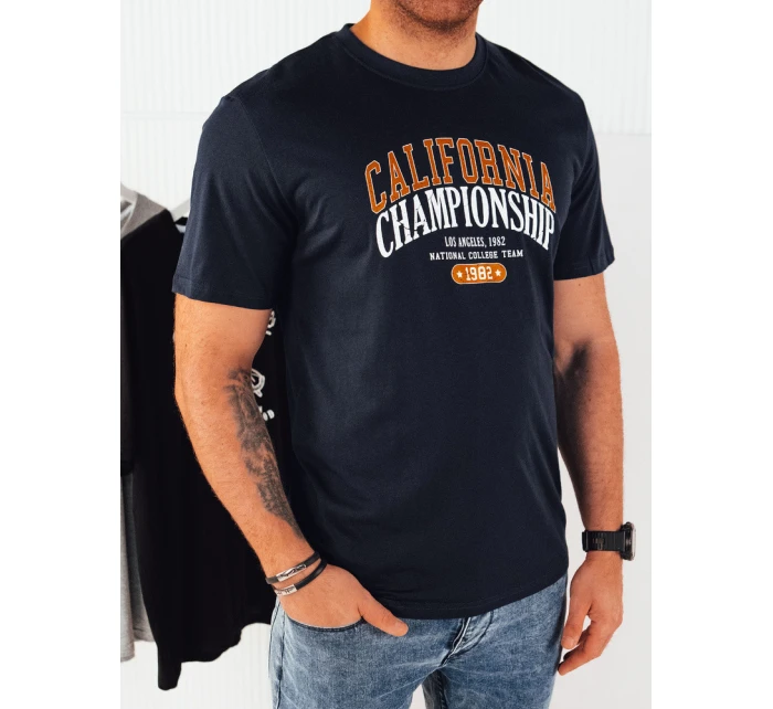 Pánské tmavě modré tričko s potiskem FashionStreet RX5389