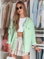 Dámská košilová bunda oversize OVERBOR mint FashionStreet TY4891 Dámská košilová bunda oversize OVERBOR mint FashionStreet TY4891