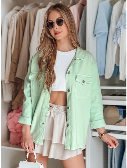 Dámská košilová bunda oversize OVERBOR mint FashionStreet TY4891 Dámská košilová bunda oversize OVERBOR mint FashionStreet TY4891