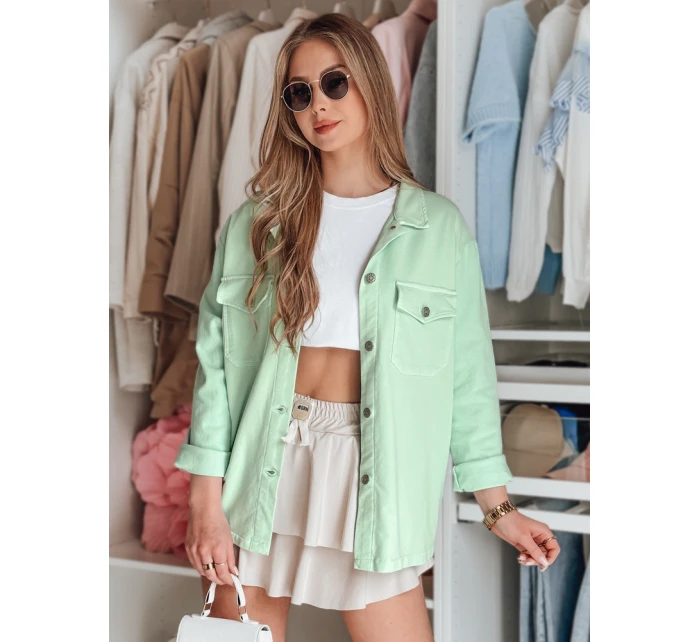 Dámská košilová bunda oversize OVERBOR mint FashionStreet TY4891 Dámská košilová bunda oversize OVERBOR mint FashionStreet TY4891