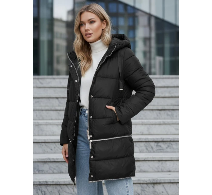 Dámská dlouhá zimní bunda černá model 21991775 - Dstreet Dámská dlouhá zimní bunda černá model 21991775 - Dstreet