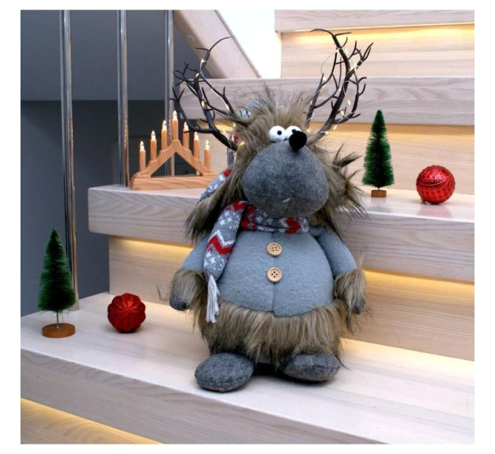 FURNISHED RENNIFER WITH ILLUMINATED TORCH Grey 20x35x47CM dětské