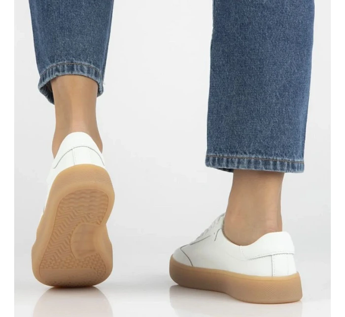 Dámské kožené boty na platformě bílé Filippo DP7543/26 Dámské kožené boty na platformě bílé Filippo DP7543/26