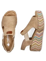 Dámské sandály na podpatku béžové Rieker 69472-60