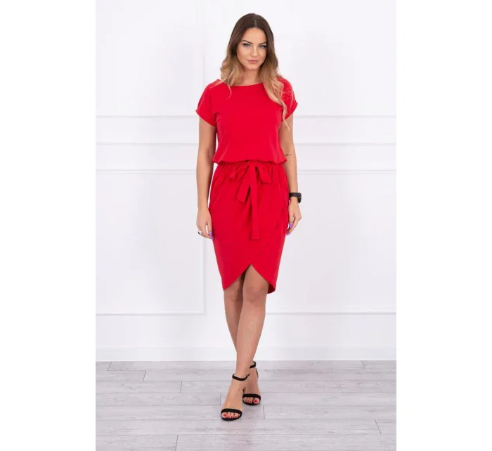 Šaty s obálkou dole červené