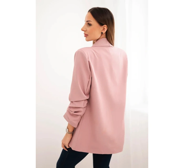 Elegantní sako s klopami tmavě růžové