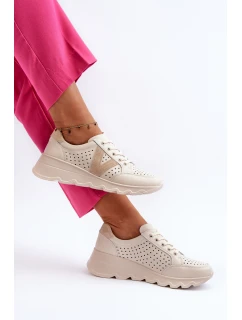 Dámské kožené lehké sportovní boty béžové Eleonori