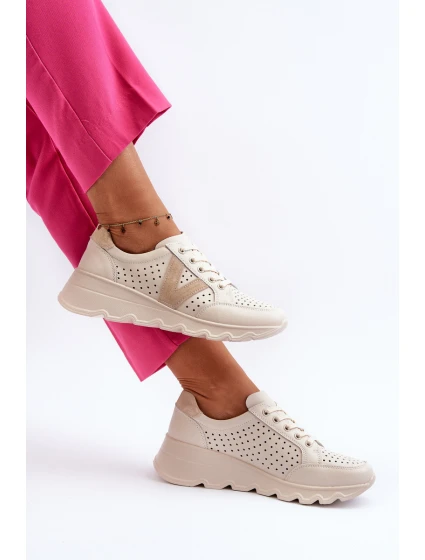 Dámské kožené lehké sportovní boty béžové Eleonori Dámské kožené lehké sportovní boty béžové Eleonori