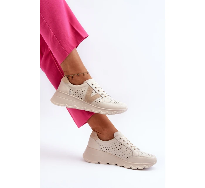 Dámské kožené lehké sportovní boty béžové Eleonori Dámské kožené lehké sportovní boty béžové Eleonori