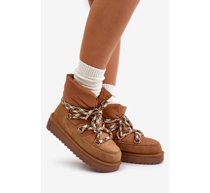 Dámské Sněhule Z Hladké Kůže S Šněrováním  Hnědé model 21674744 - D.Franklin