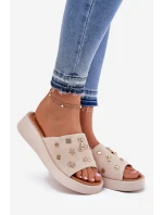 Dámské Semišové Pantofle S  Béžové model 21697728 - VINCEZA