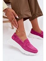 Dámské mokasiny z přírodního semiše na platformě model 22069604 Fuchsiová - VINCEZA