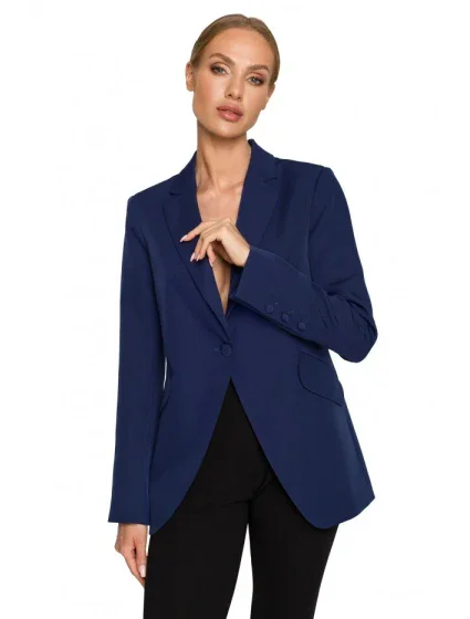 M701 Sako s jedním knoflíkem a asymetrickými kapsami - tmavě modré