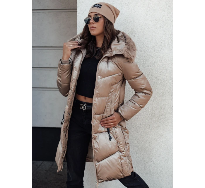Dámská prošívaná zimní bunda s kapucí ULTRAWAY camel FashionStreet TY4643