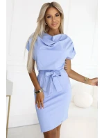 šaty s asymetrickou sukní a páskem model 21151834 - numoco šaty s asymetrickou sukní a páskem model 21151834 - numoco