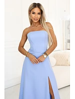 maxi šaty s rozparkem a zavazováním na zádech modré model 22064822 - numoco maxi šaty s rozparkem a zavazováním na zádech modré model 22064822 - numoco