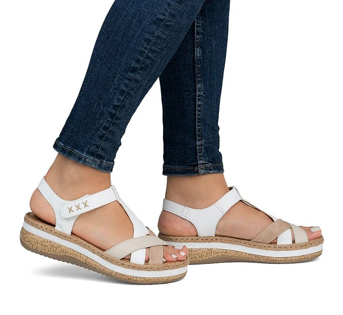 Sandały damskie na białe model 22087123 - Rieker Sandały damskie na białe model 22087123 - Rieker