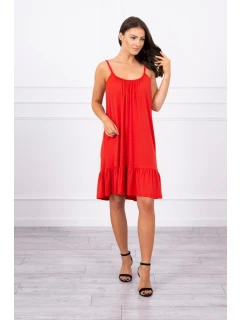 Šaty s model 21752898 páskem červené - K-Fashion