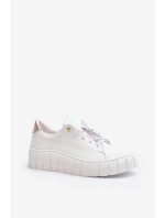 Dámská kožená polobotka na tlusté podrážce model 21646394 bílé - Zazoo